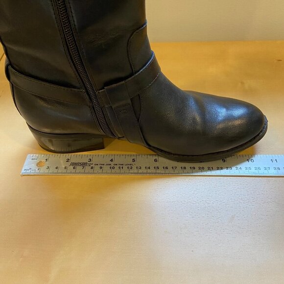 Lauren Ralph Lauren Black Leather Knee-High Margarite Boots Size 9 Buckle Detail - Picture 12 of 16